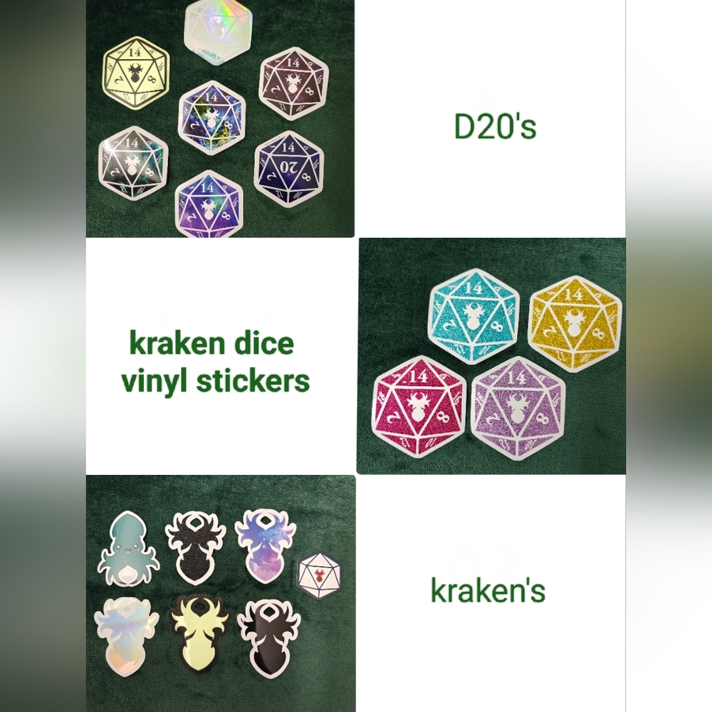Kraken Dice Vinyl Stickers
